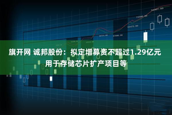 旗开网 诚邦股份：拟定增募资不超过1.29亿元 用于存储芯片扩产项目等